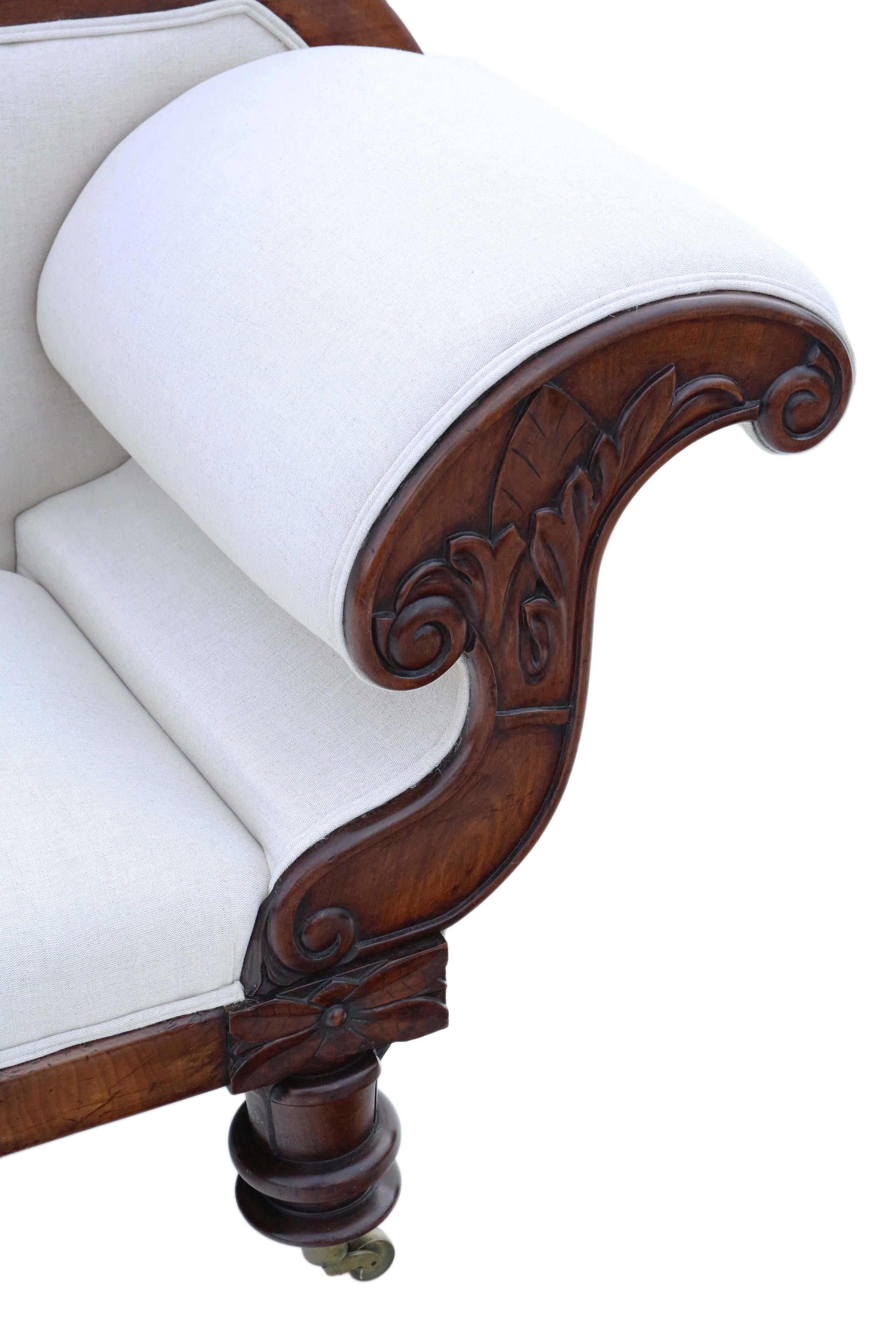 Antique Regency Show Wood Scroll Arm Sofa Chaise Longue 4