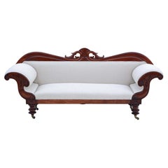Antique Regency Show Wood Scroll Arm Sofa Chaise Longue