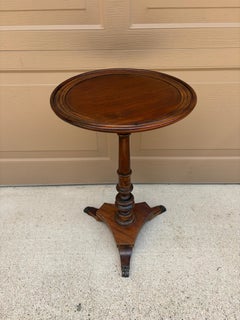 Antique Regency Solid Walnut Round Side Table, Early 20th Century