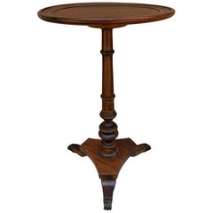 Antique Regency Solid Walnut Round Side Table, Early 20th Century
