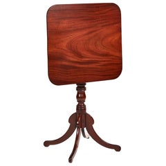 Antique Regency Square Mahogany Tilt-Top Table