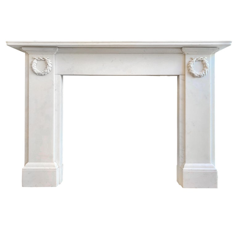 Antique Regency Statuary White Marble Fireplace Mantel For Sale at 1stDibs