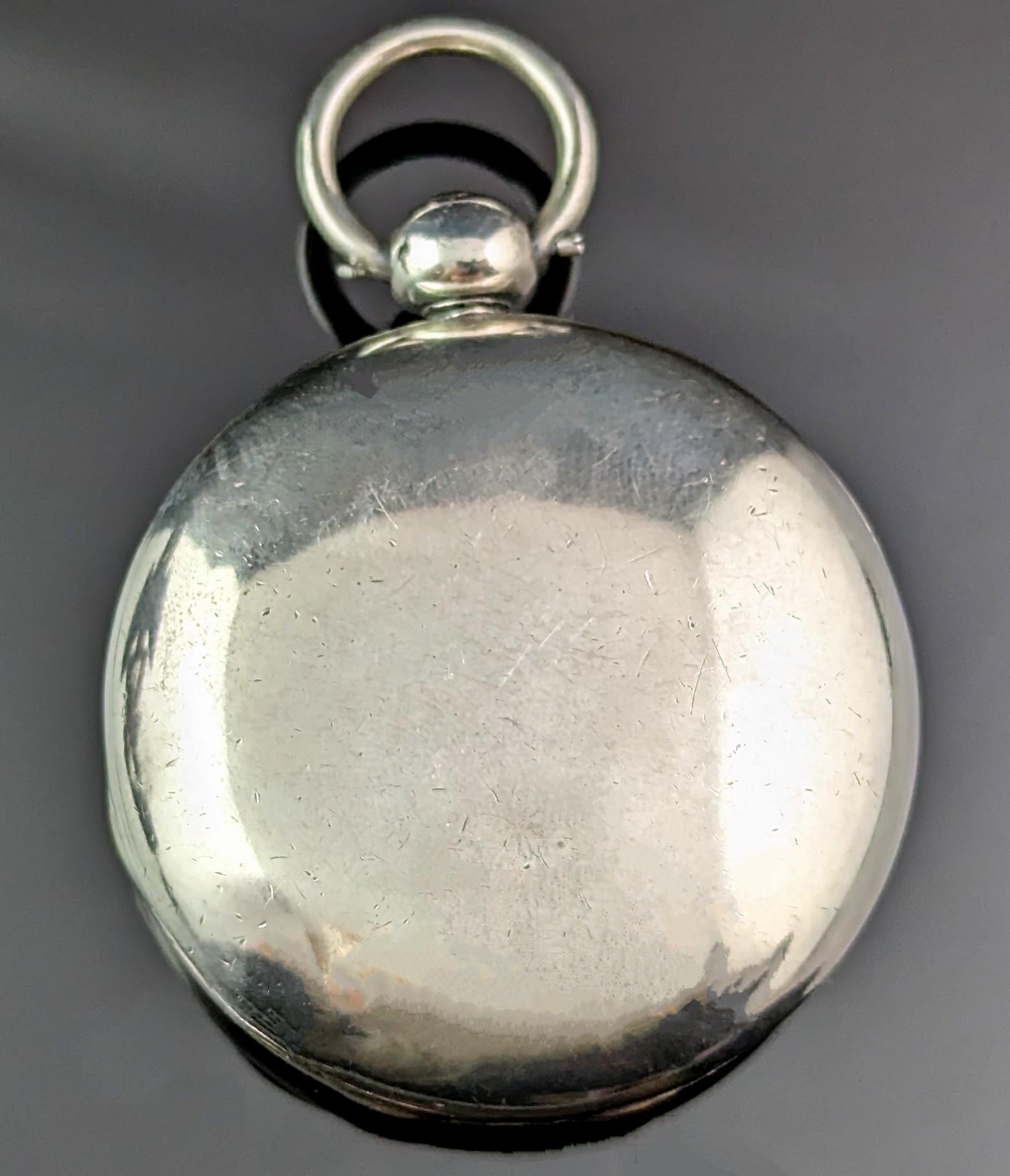 Antique Regency Sterling silver full hunter pocket watch, Fusee movement  For Sale 4