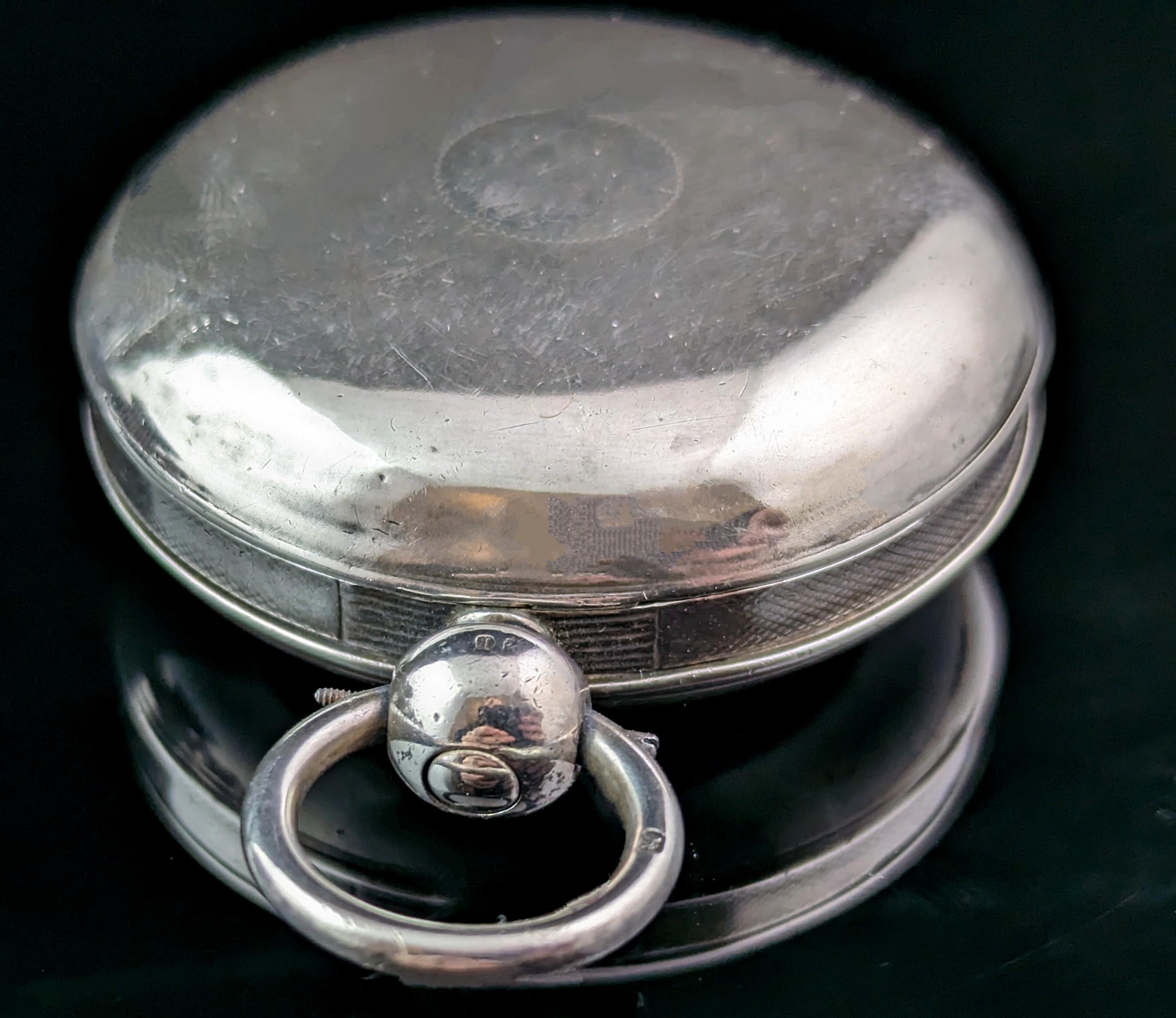 Antique Regency Sterling silver full hunter pocket watch, Fusee movement  For Sale 7