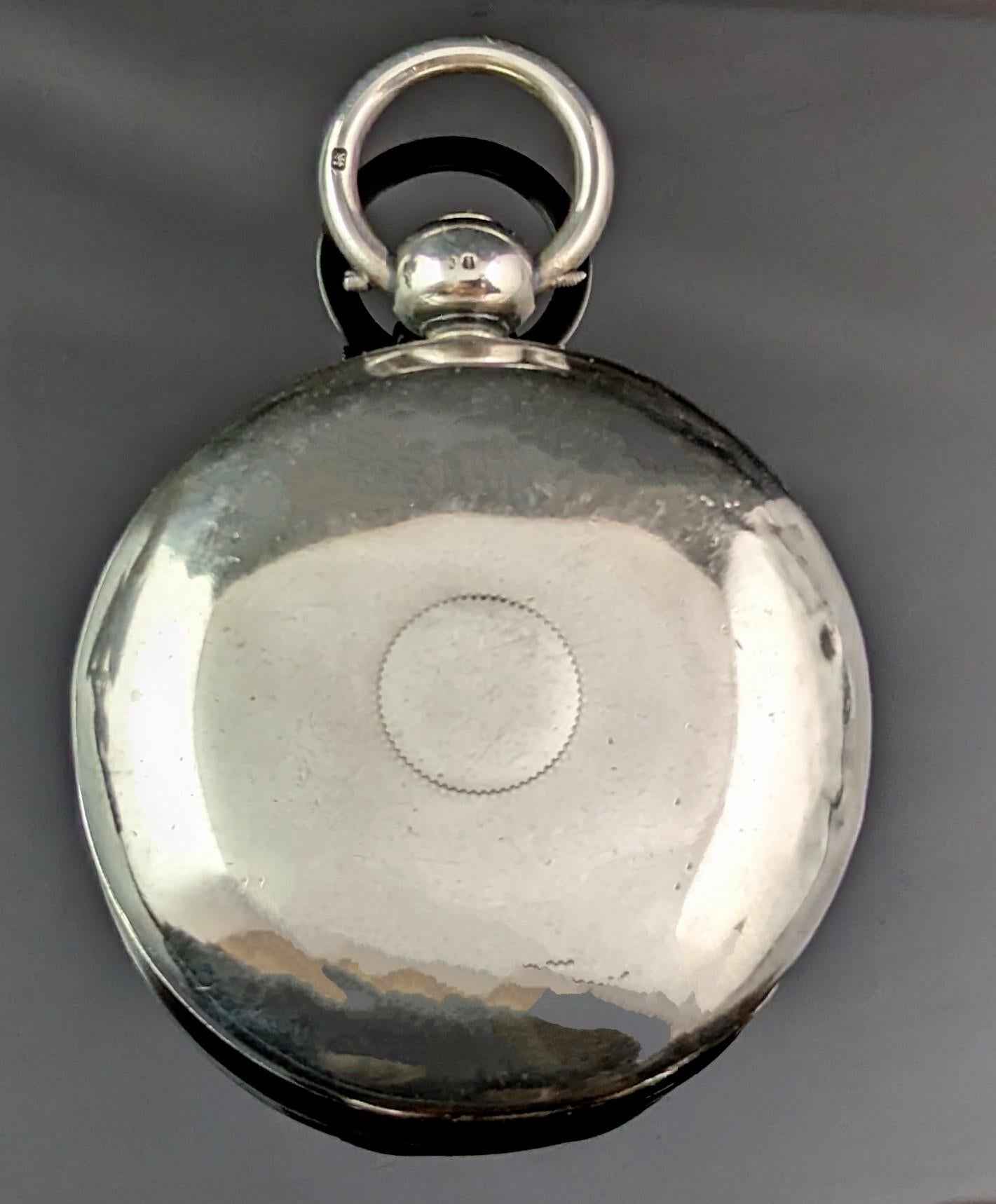 Antique Regency Sterling silver full hunter pocket watch, Fusee movement  For Sale 9