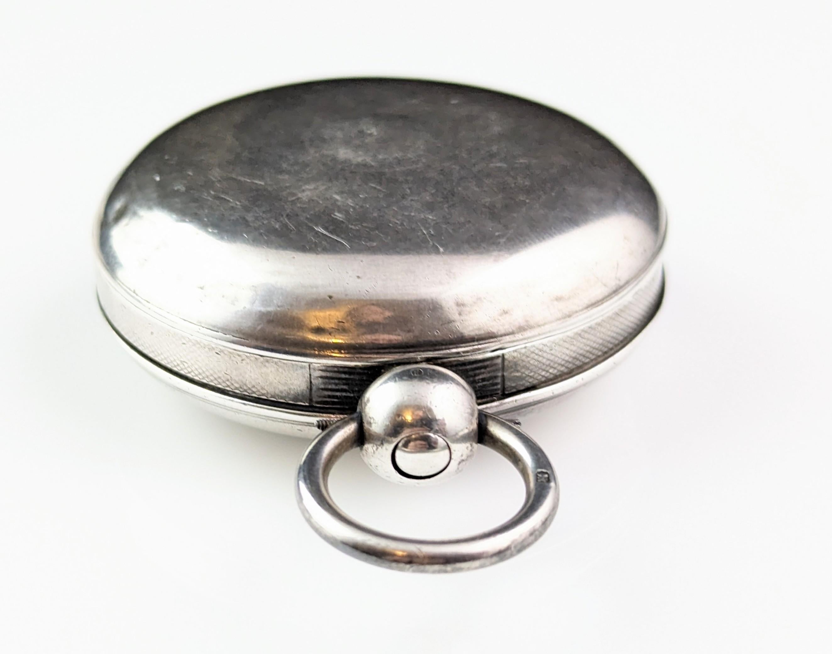 Antique Regency Sterling silver full hunter pocket watch, Fusee movement  For Sale 14