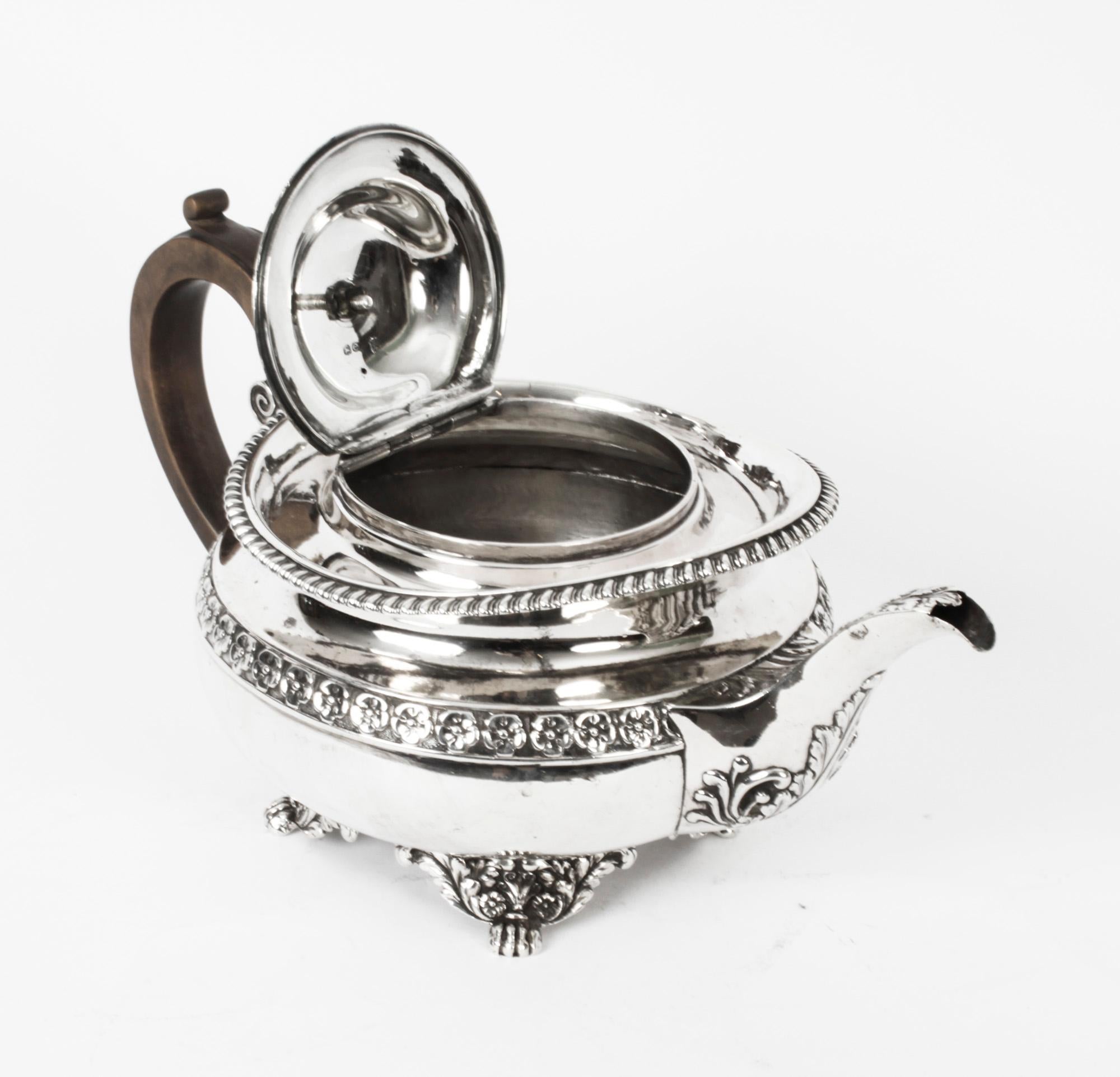 Antique Regency Sterling Silver Teapot Craddock & Reid 1820 19th C 4
