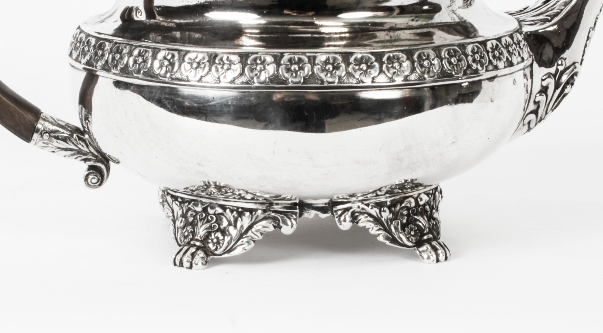Early 19th Century Antique Regency Sterling Silver Teapot Craddock & Reid 1820 19th C