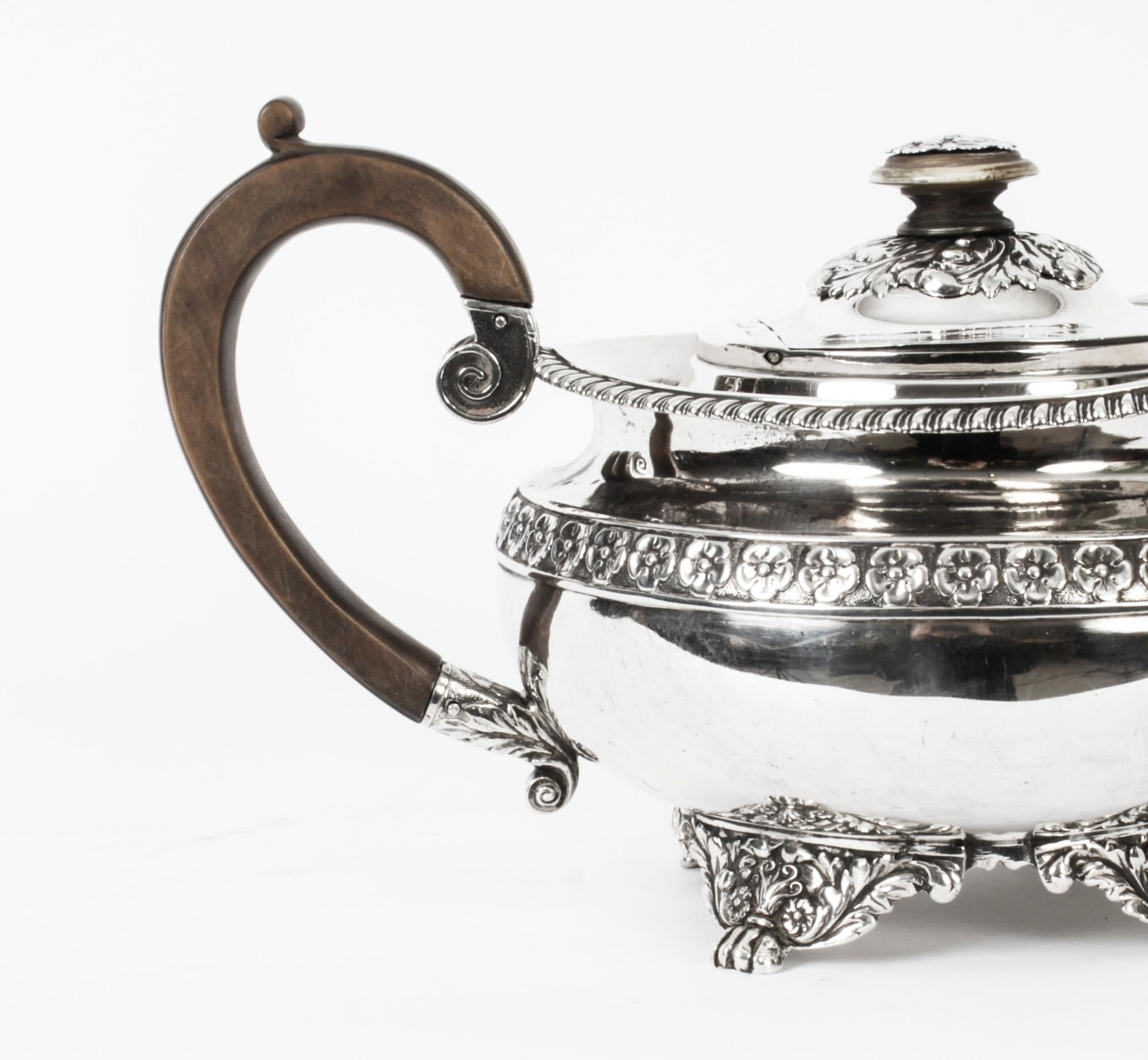 Antique Regency Sterling Silver Teapot Craddock & Reid 1820 19th C 1