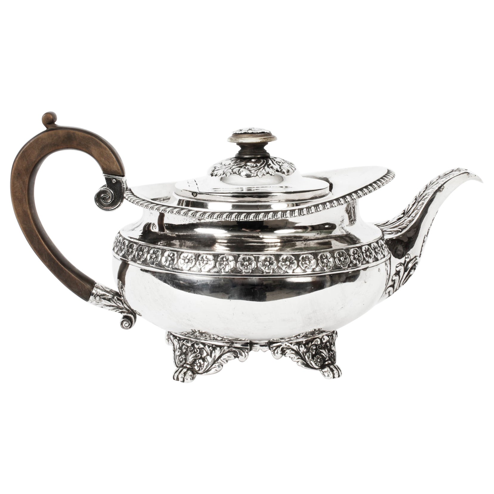 Antique Regency Sterling Silver Teapot Craddock 
Reid 1820 19th C