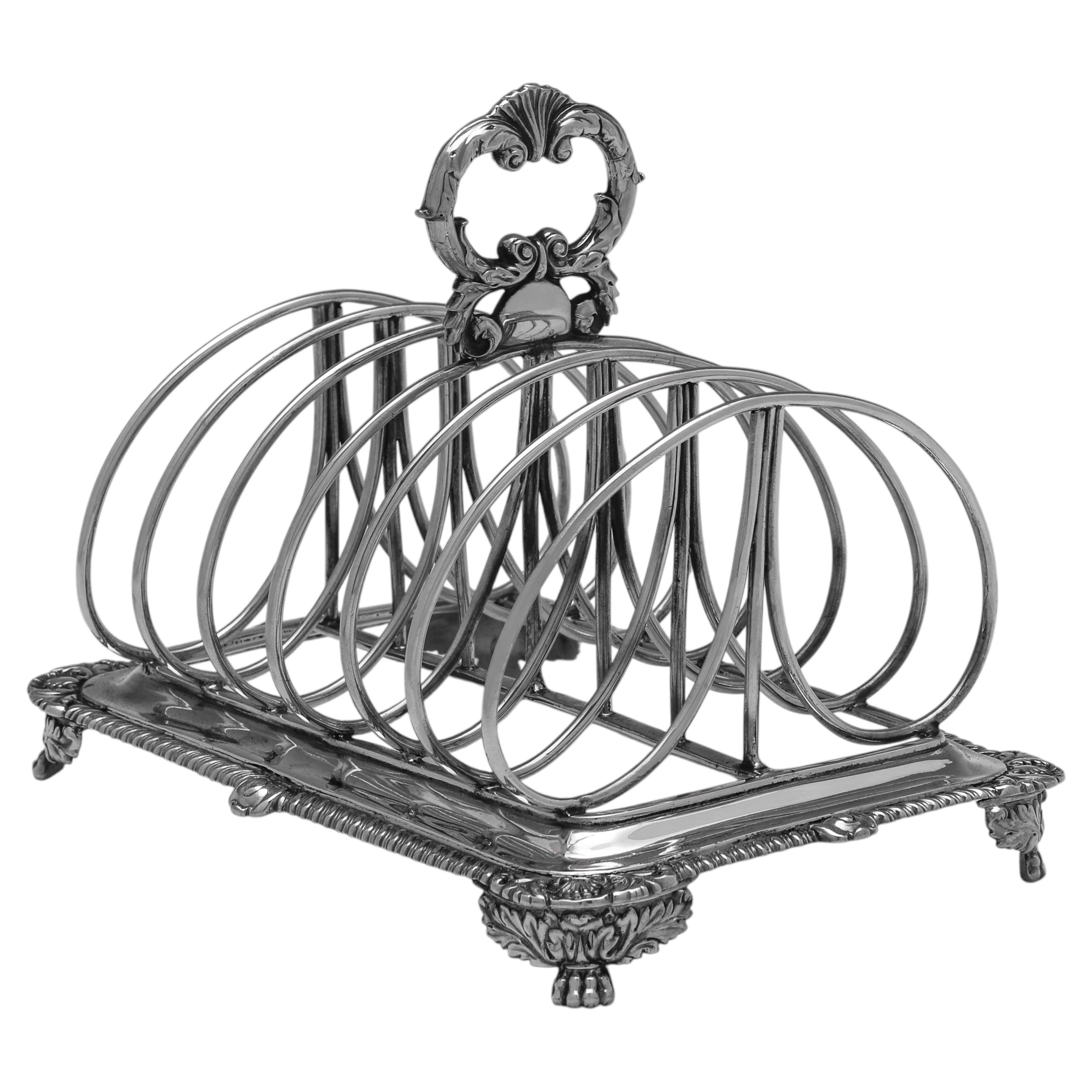 Antique Regency Sterling Silver Toast Rack, Thomas Wallis II, London 1816 For Sale