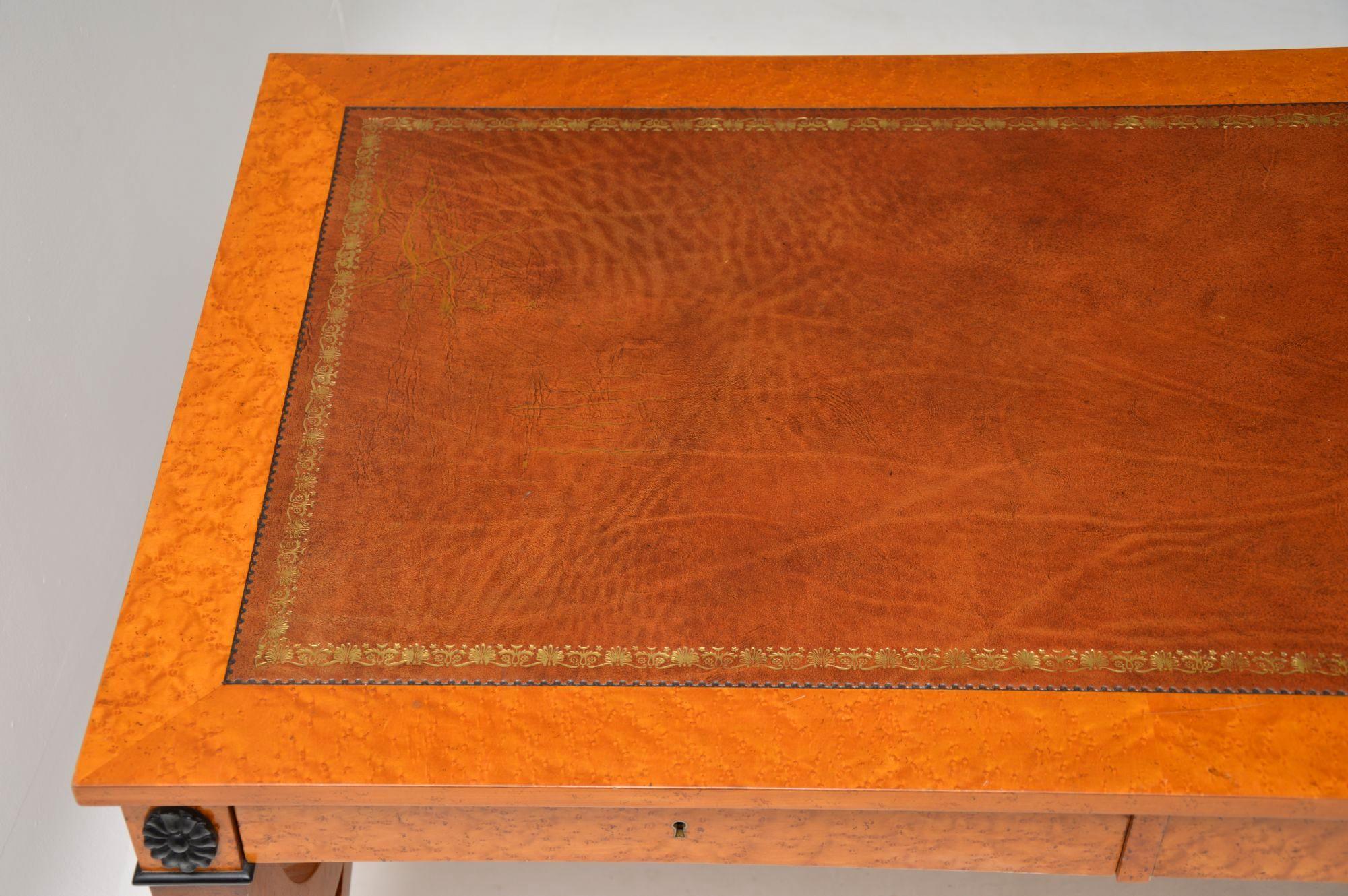 Antique Regency Style Burr Maple Leather Top Writing Table 4