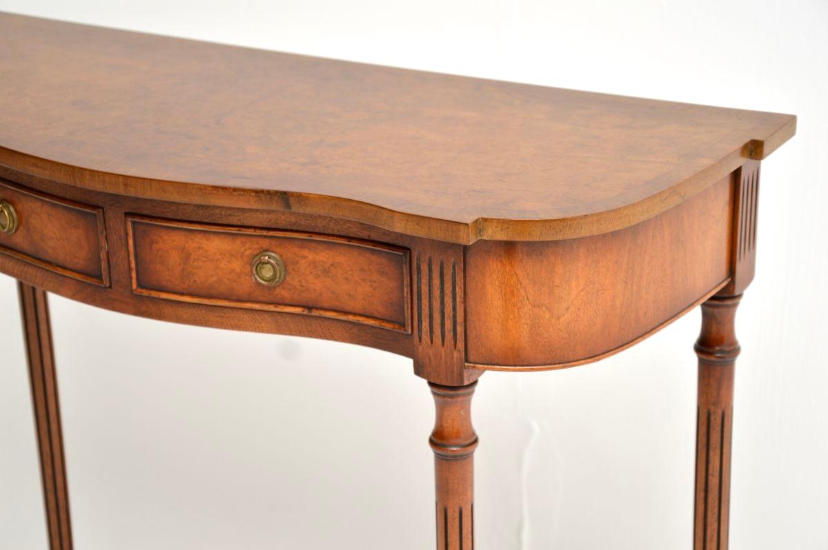 Antique Regency Style Burr Walnut Console Table For Sale 4