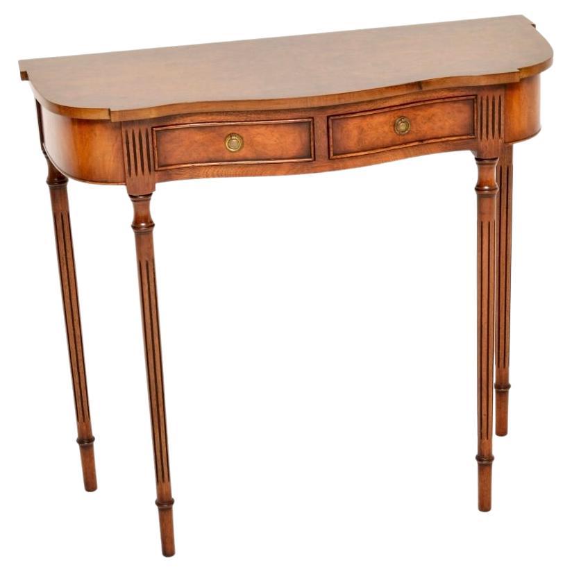 Antique Regency Style Burr Walnut Console Table For Sale