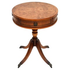 Antique Regency Style Burr Walnut Drum Table