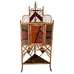 Antique Regency Style Chinoiserie Decorated Corner Cabinet Bookcase 19th Century