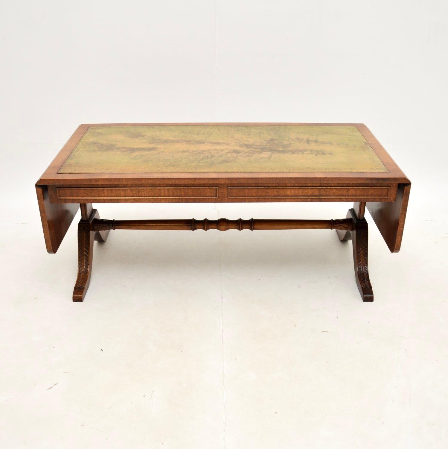 British Antique Regency Style Drop Leaf Coffee Table