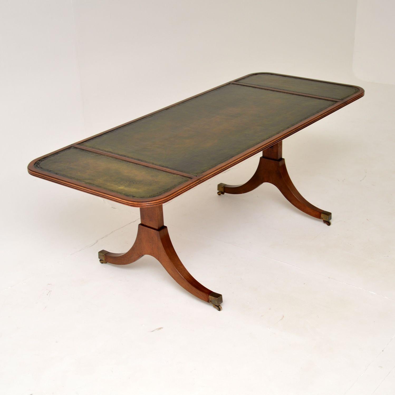 Leather Antique Regency Style Drop Leaf Coffee Table