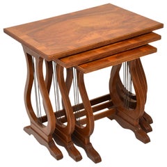 Vintage Regency Style Figured Walnut Nest of Tables