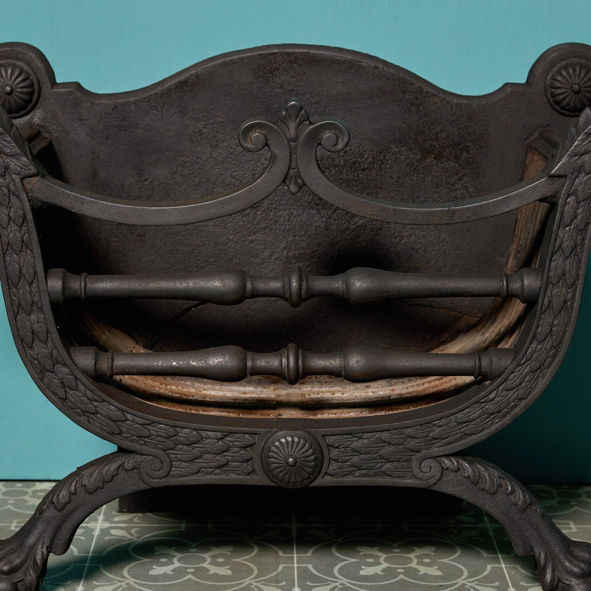 Cast Antique Regency Style Fire Grate For Sale