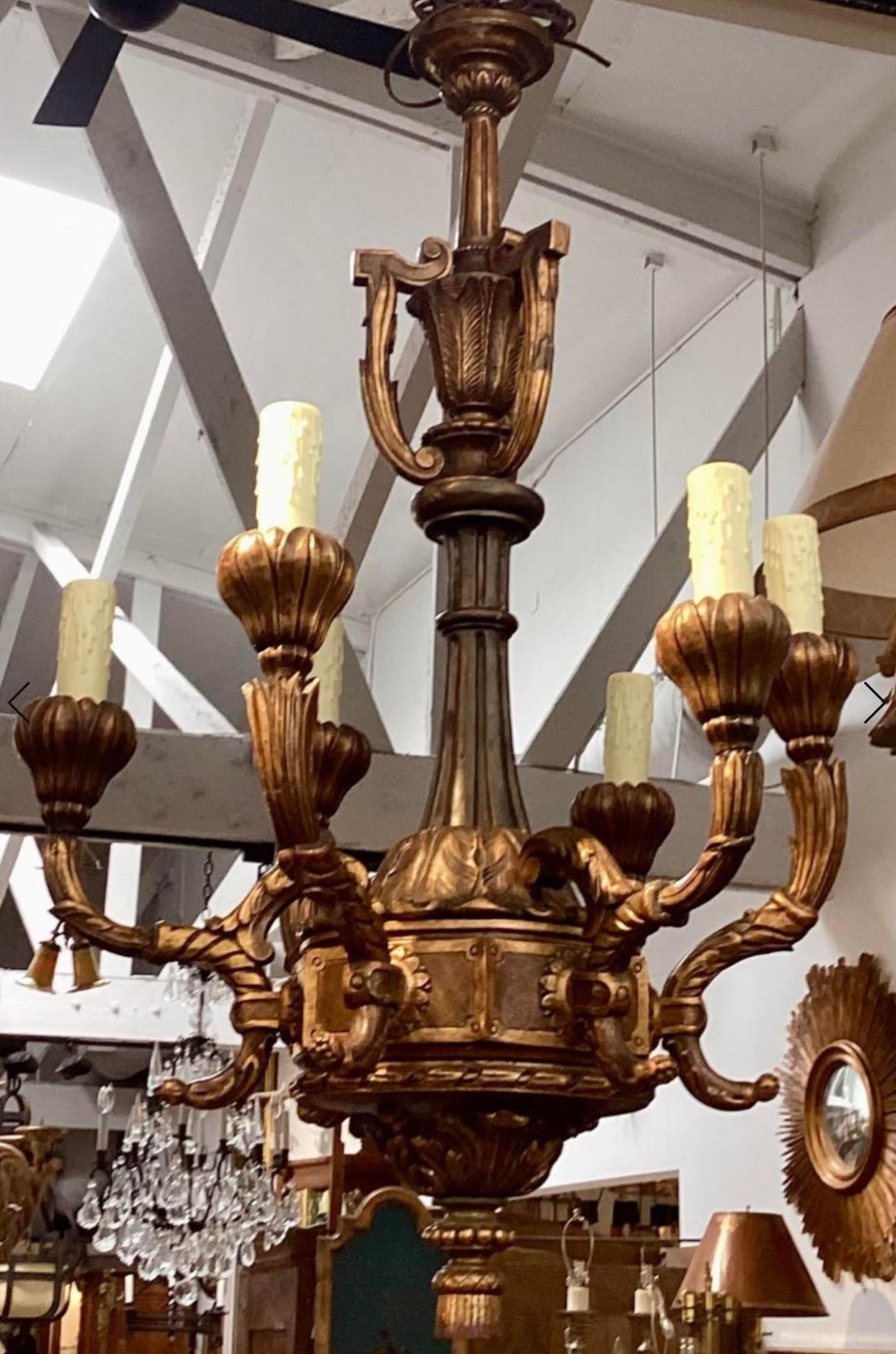 Antiker Giltwood-Kronleuchter im Regency-Stil (Französisch) im Angebot
