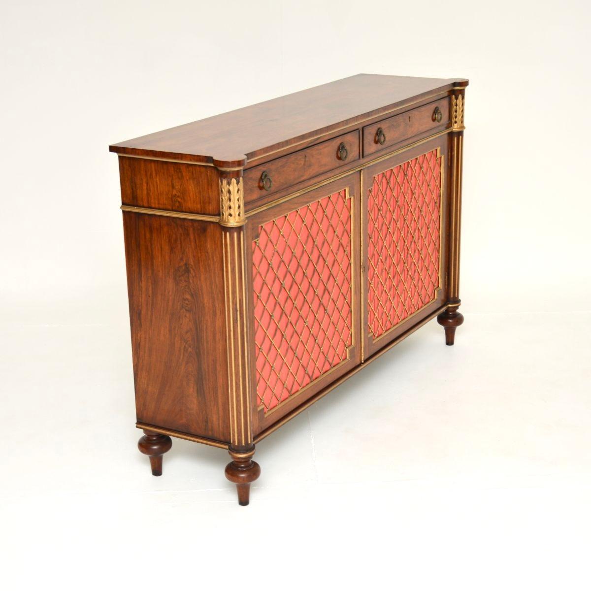 Gilt Antique Regency Style Grill Front Sideboard For Sale