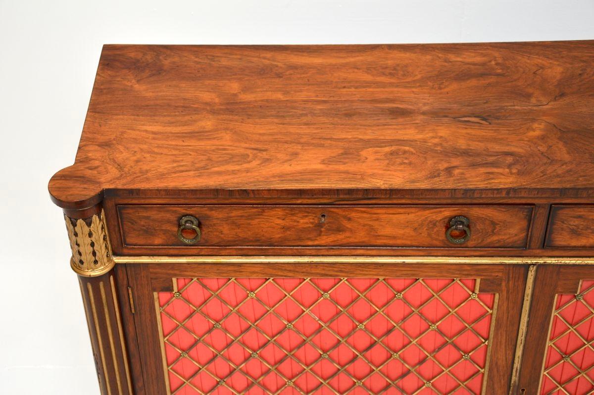 Fabric Antique Regency Style Grill Front Sideboard For Sale