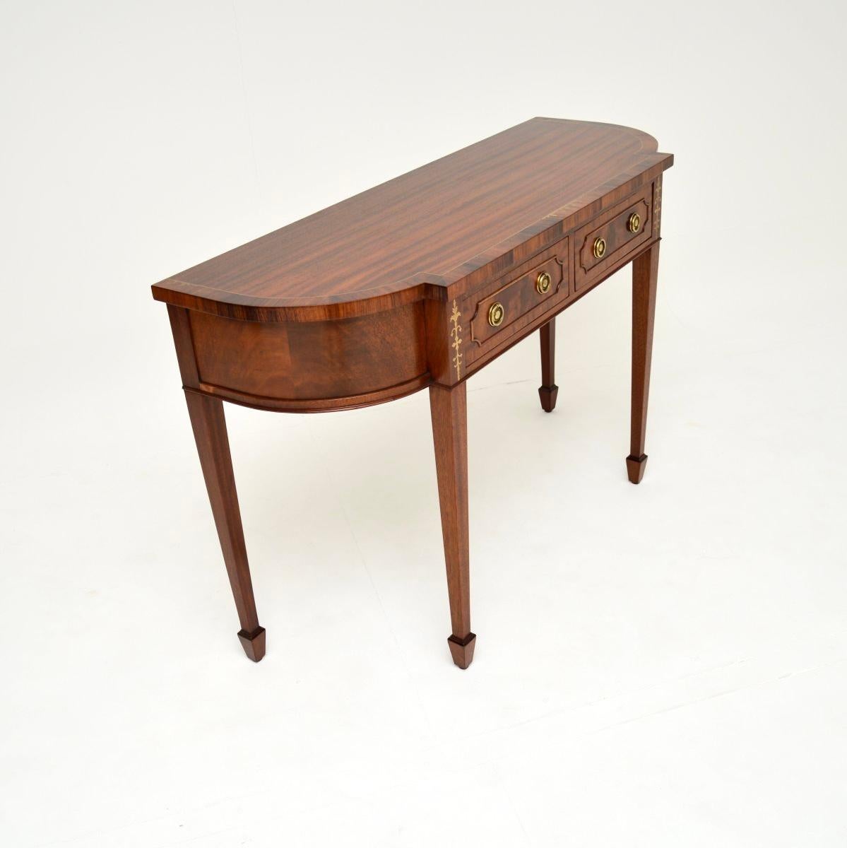 British Antique Regency Style Inlaid Brass Console Table