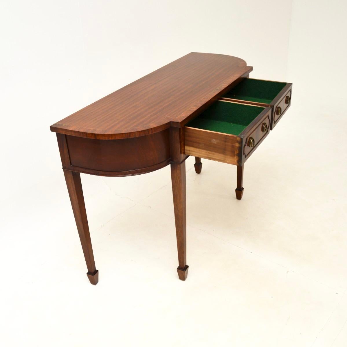 British Antique Regency Style Inlaid Brass Console Table For Sale