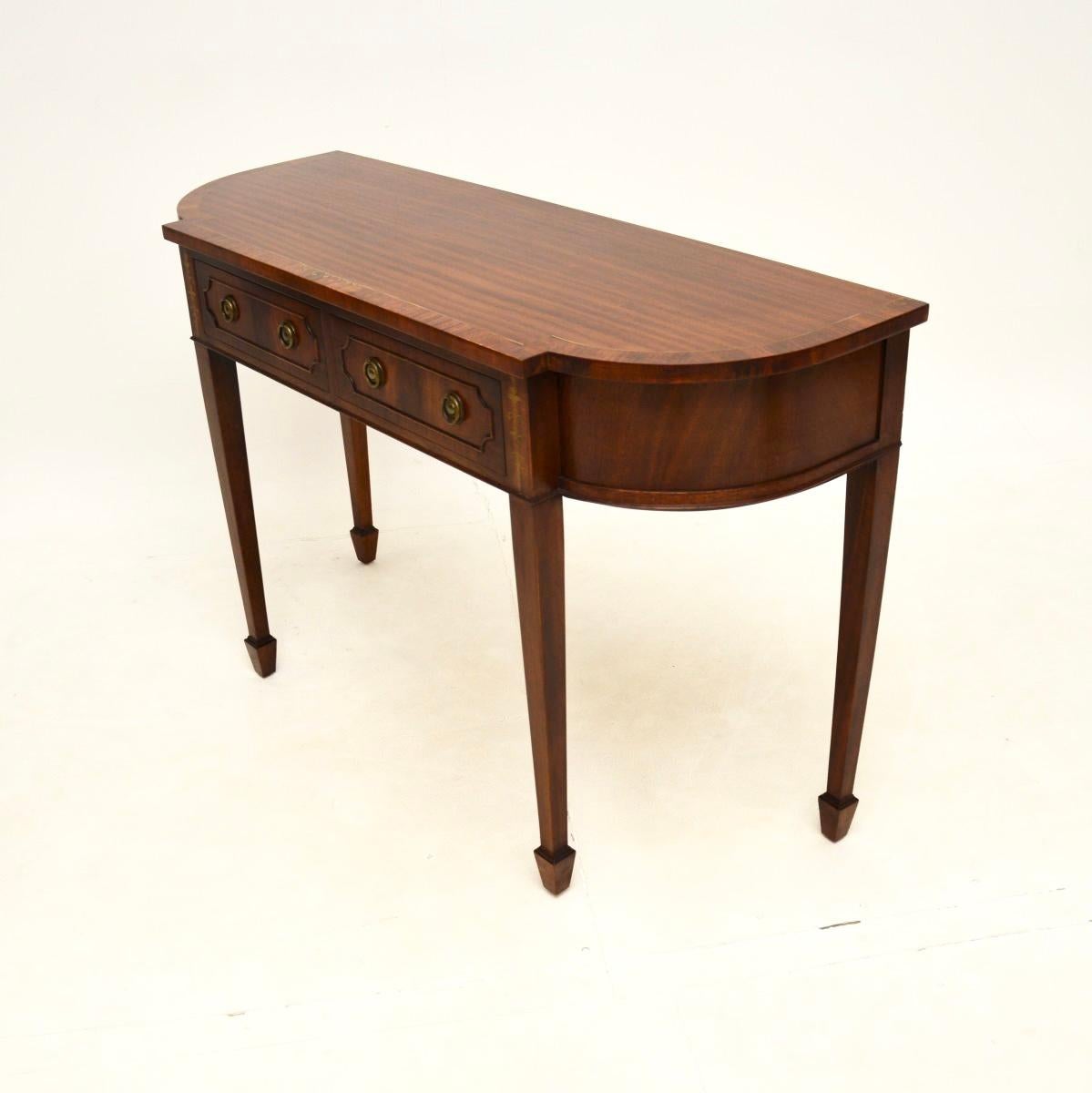 Inlay Antique Regency Style Inlaid Brass Console Table For Sale