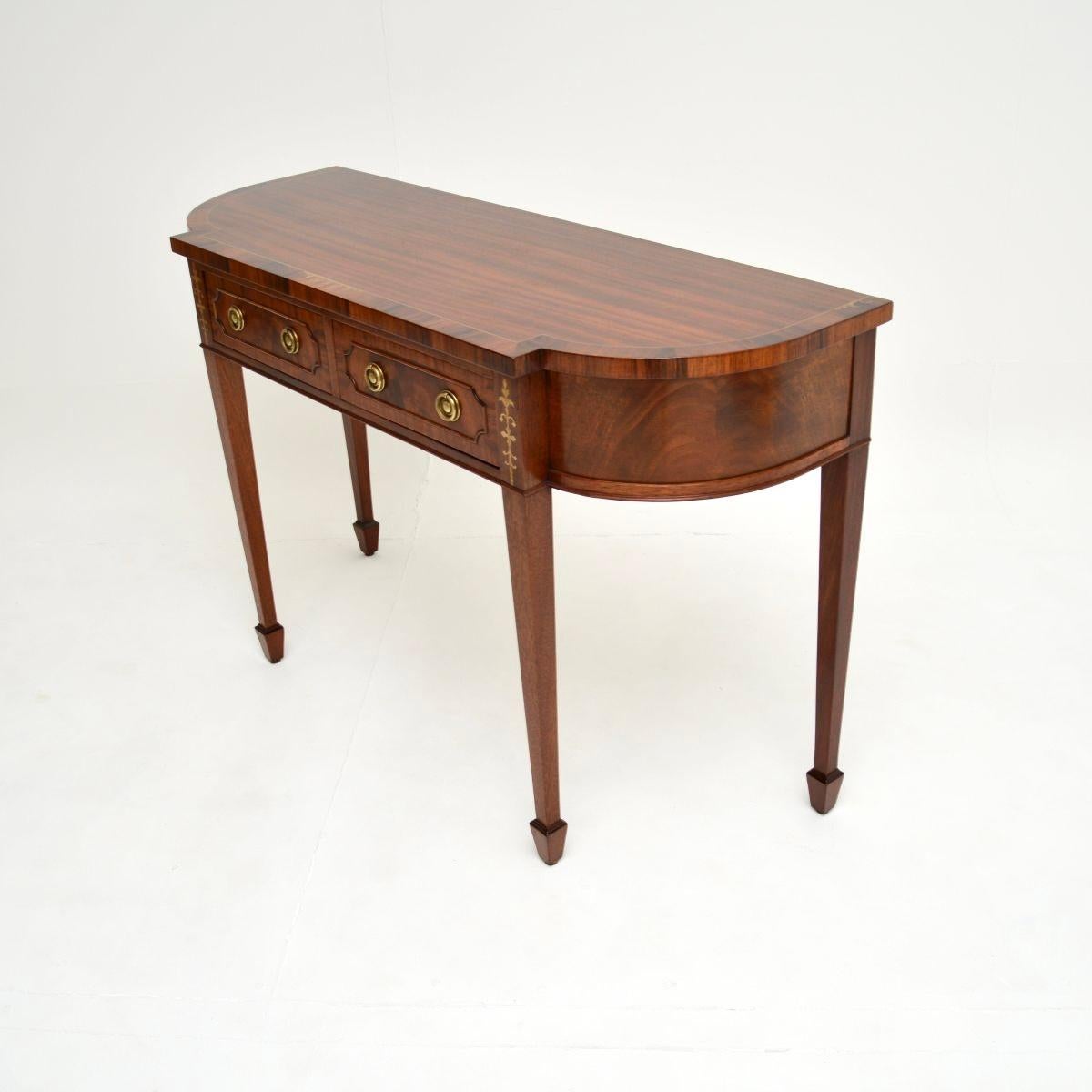 Mid-20th Century Antique Regency Style Inlaid Brass Console Table