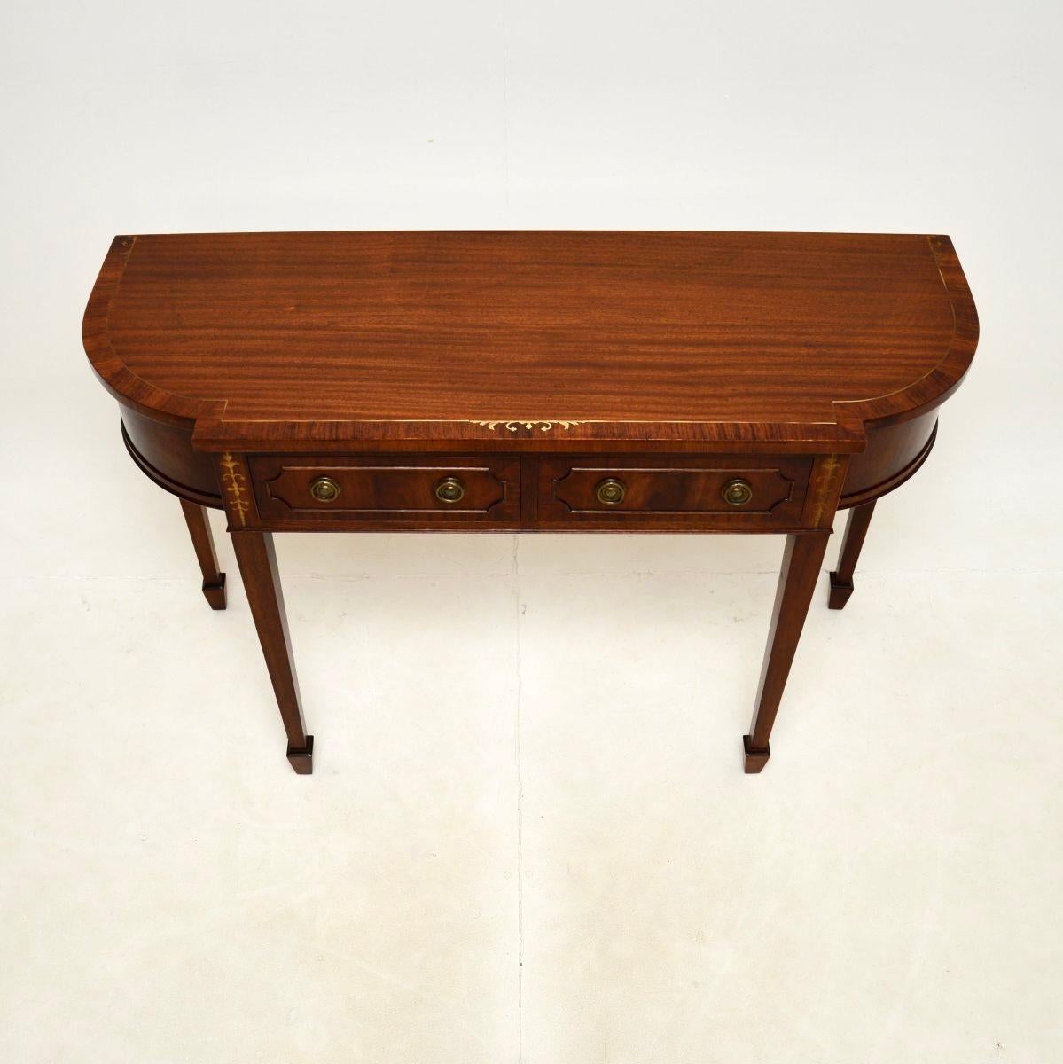 Antique Regency Style Inlaid Brass Console Table In Good Condition For Sale In London, GB