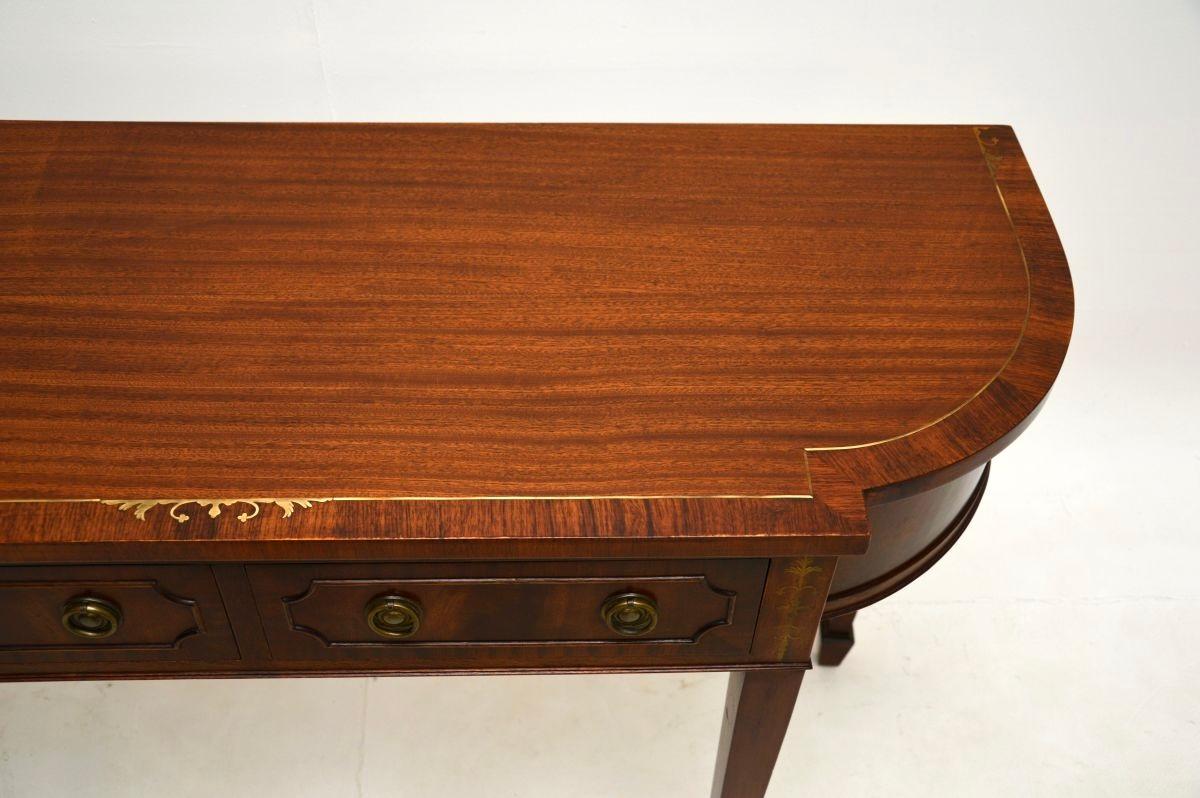 Antique Regency Style Inlaid Brass Console Table For Sale 3