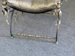Oscar Bach Bronze and Wrought Iron Antique Regency Style Bench Stool