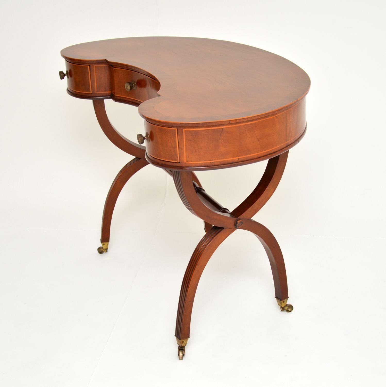 Wood Antique Regency Style Kidney Desk / Dressing Table