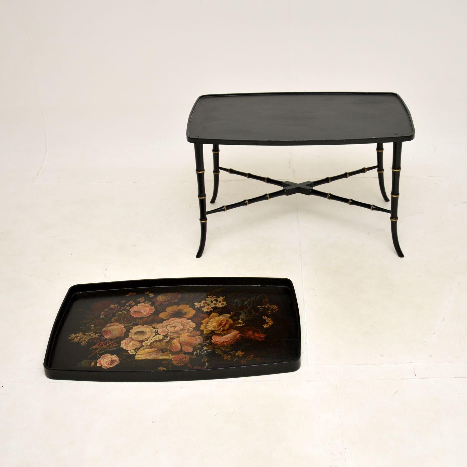 Antique Regency Style Lacquered Tray Top Coffee Table In Good Condition For Sale In London, GB