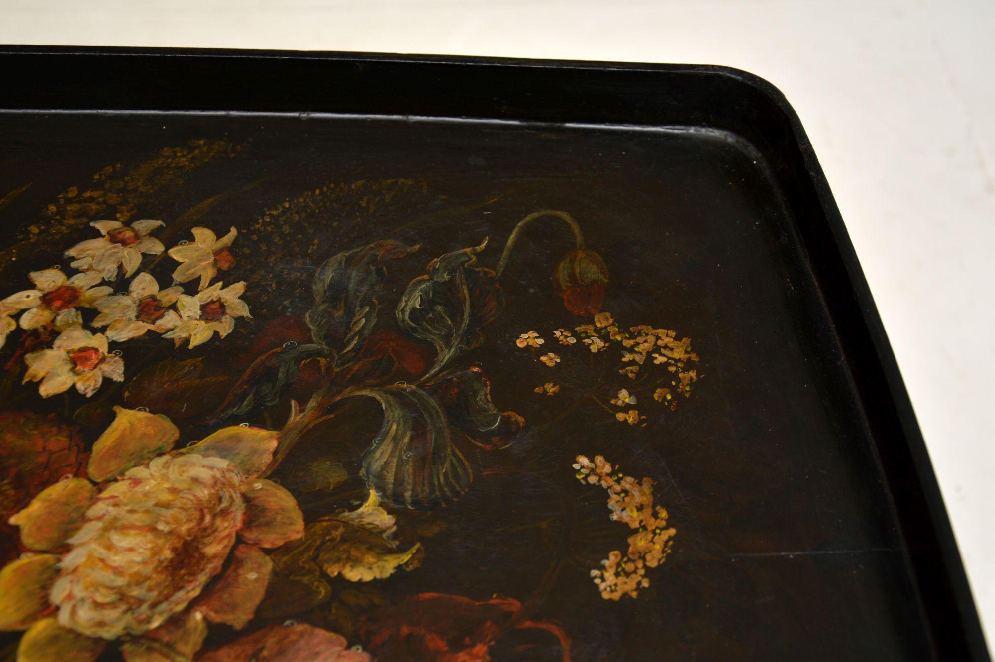Antique Regency Style Lacquered Tray Top Coffee Table For Sale 3