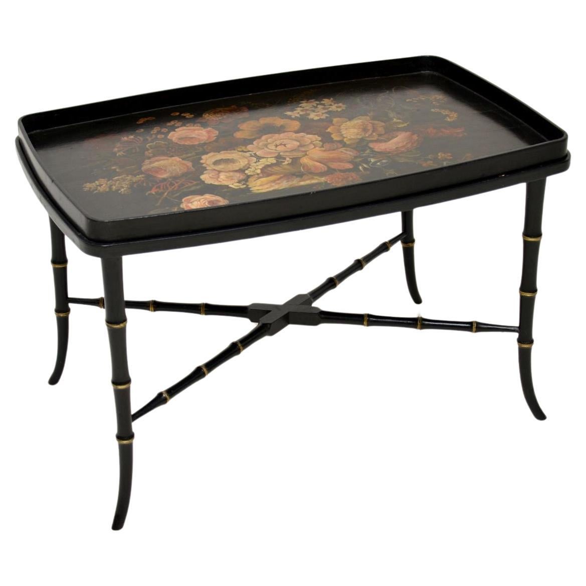 Antique Regency Style Lacquered Tray Top Coffee Table For Sale