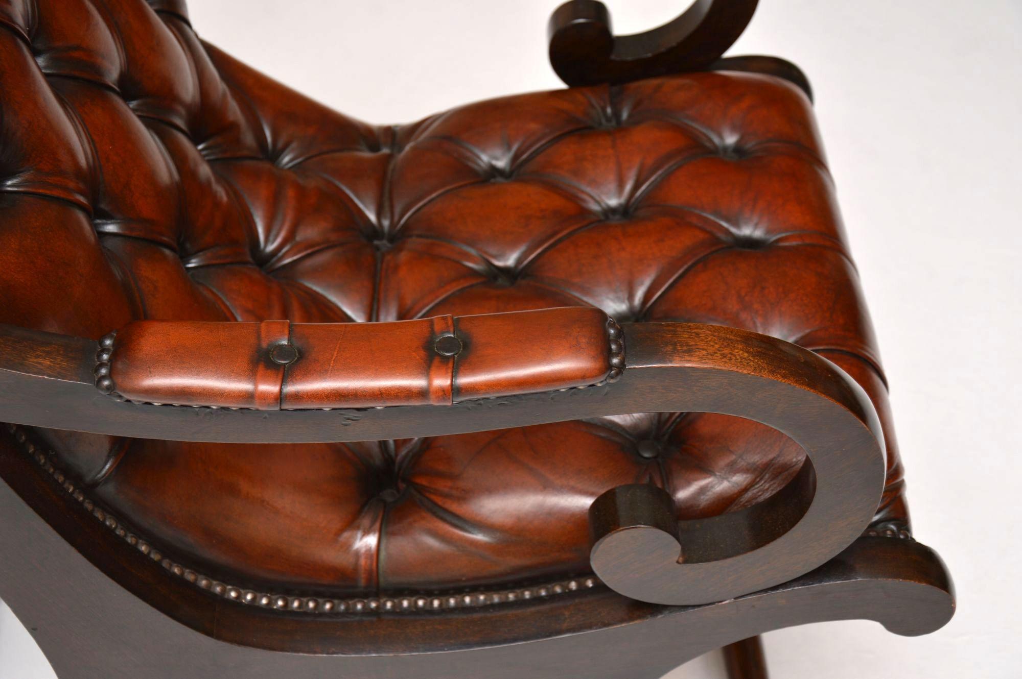 Antique Regency Style Leather and Mahogany Armchair 2
