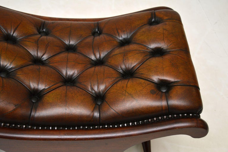 Antique Regency Style Leather Armchair and Stool For Sale at 1stDibs