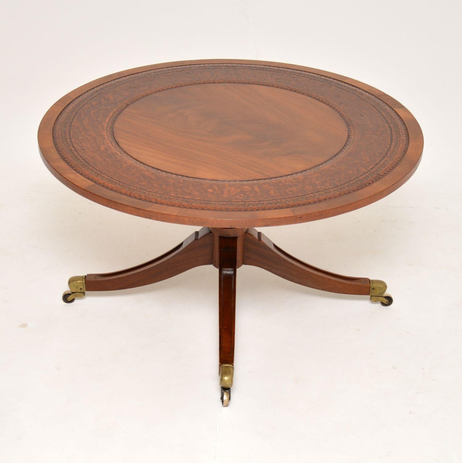 English Antique Regency Style Leather Coffee Table