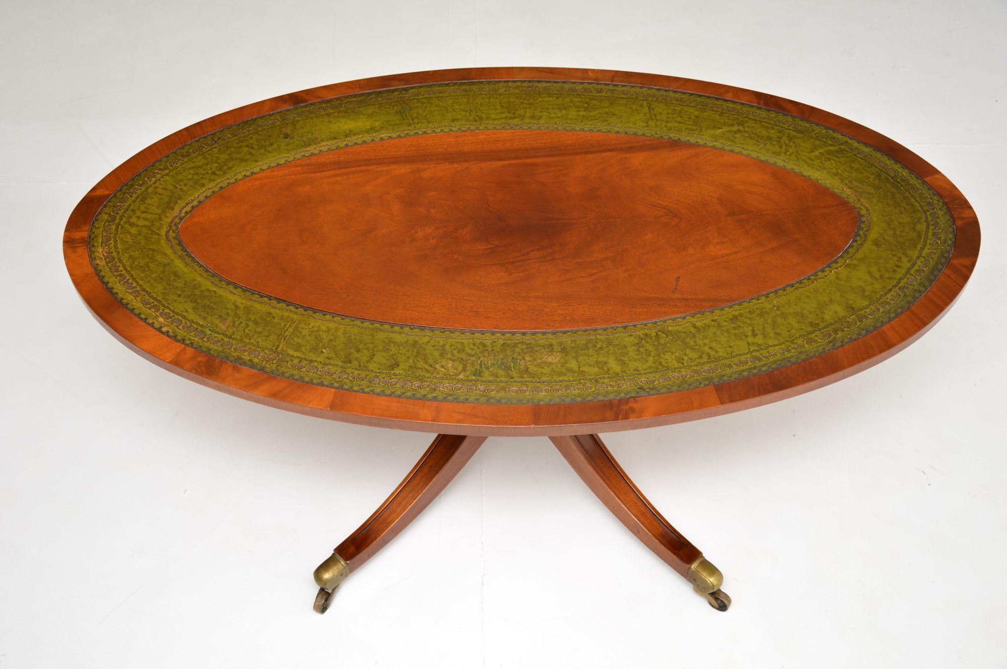English Antique Regency Style Leather Coffee Table