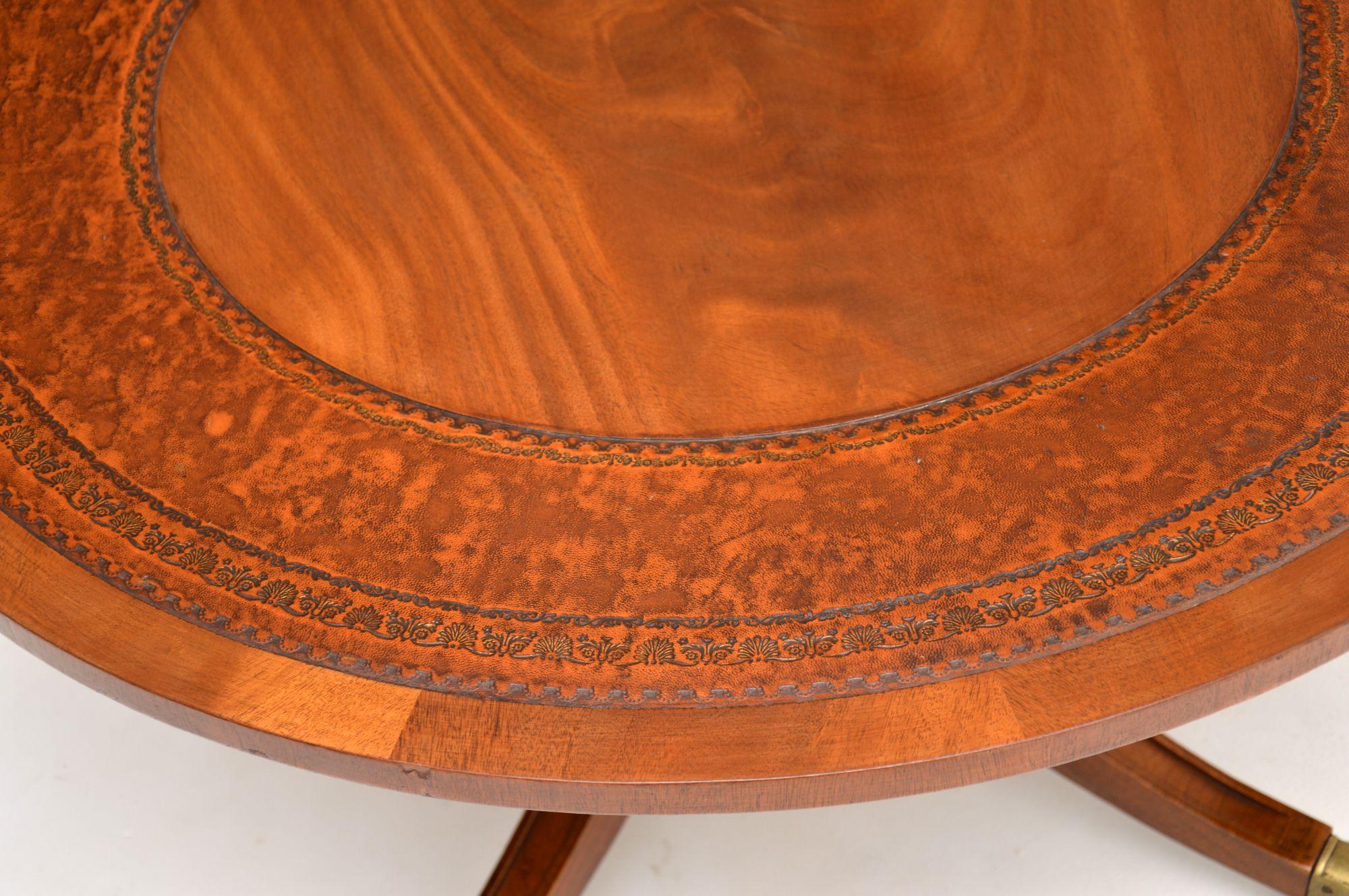 Wood Antique Regency Style Leather Coffee Table