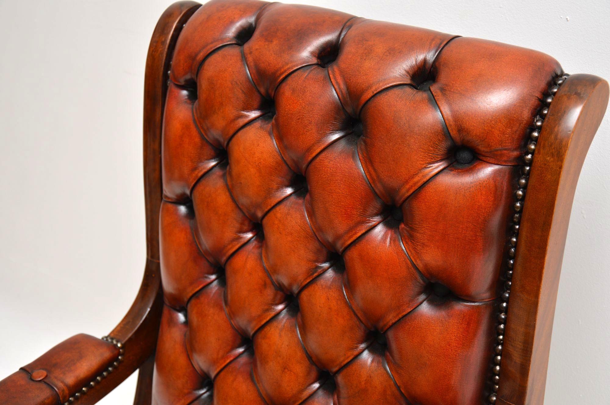 Antique Regency Style Leather and Mahogany Armchair 3