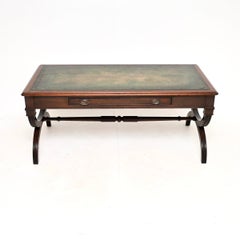 Antique Regency Style Leather Top Coffee Table