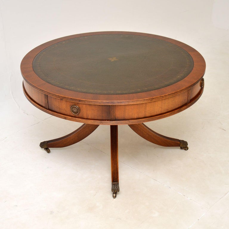 Antique Regency Style Leather Top Coffee Table For Sale at 1stDibs