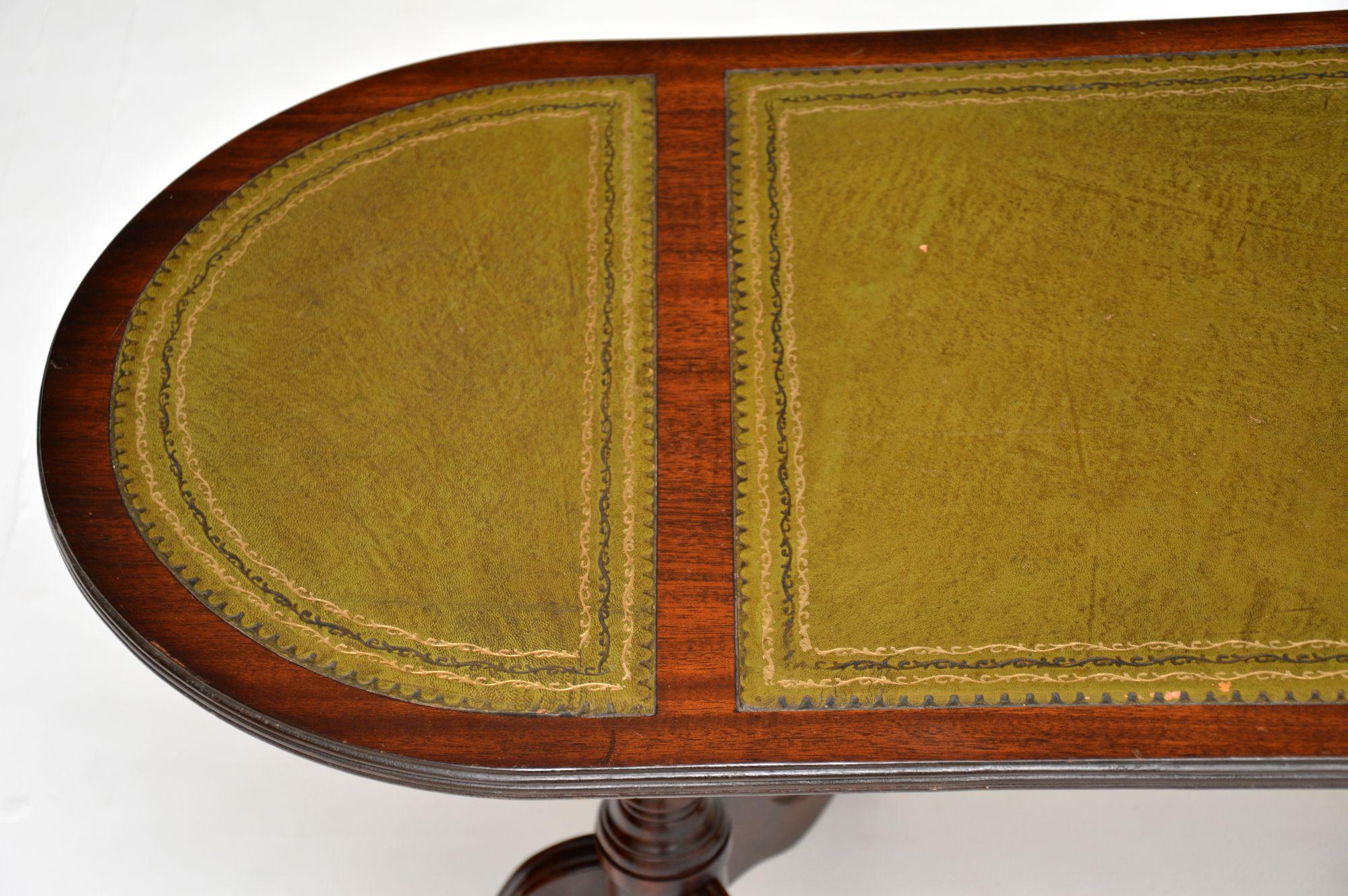 English Antique Regency Style Leather Top Coffee Table