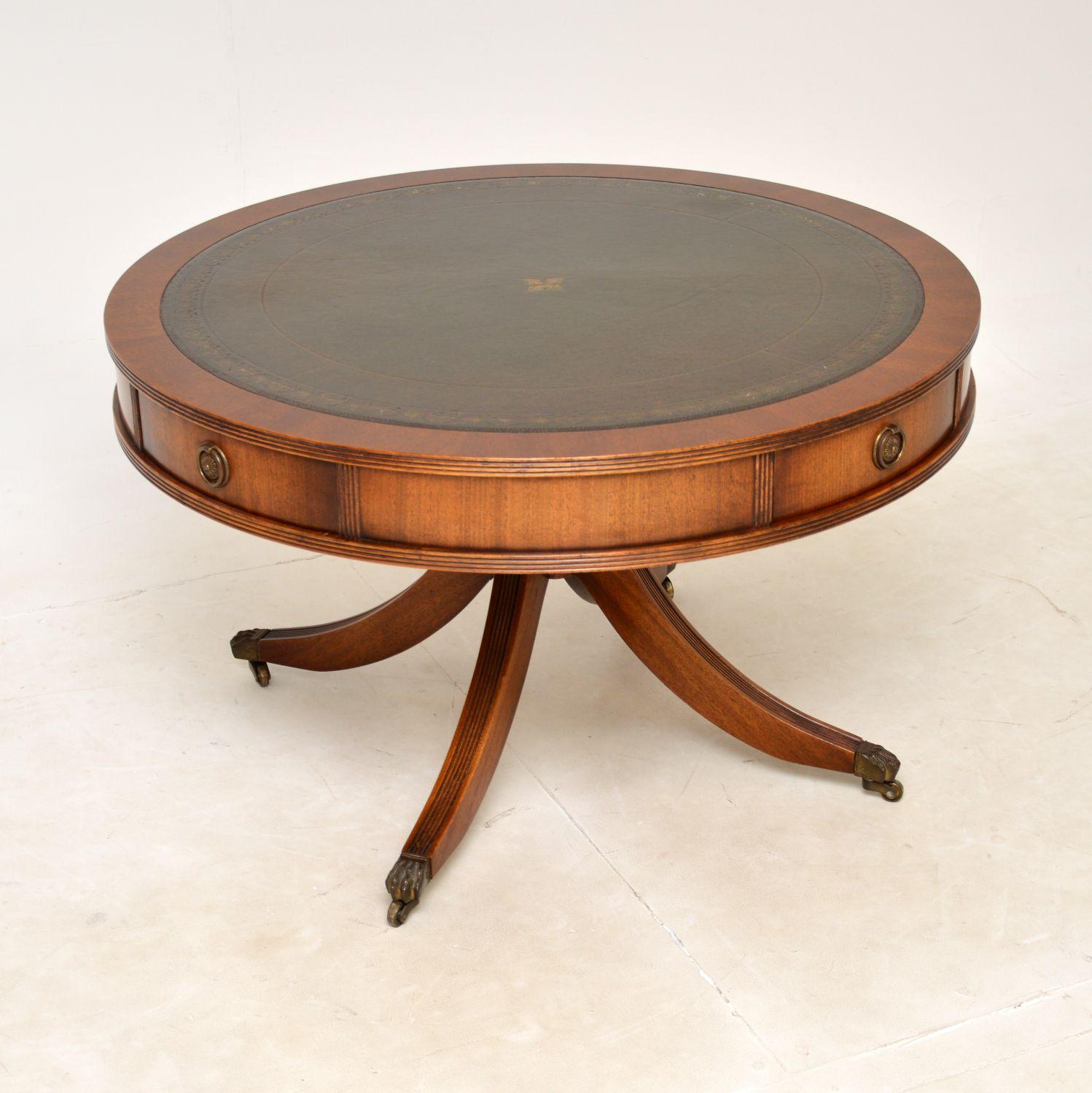 vintage leather top drum table