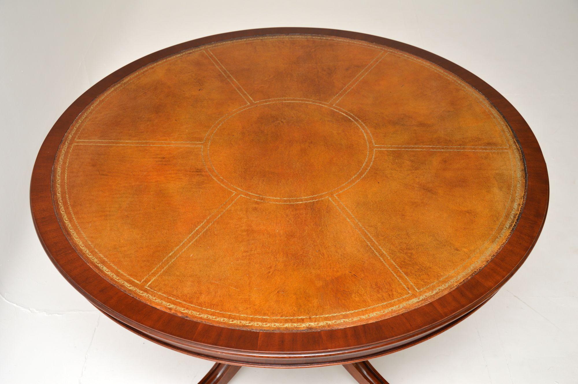 English Antique Regency Style Leather Top Dining / Centre Table