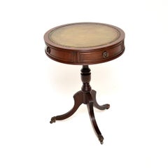 Antique Regency Style Leather Top Drum Table
